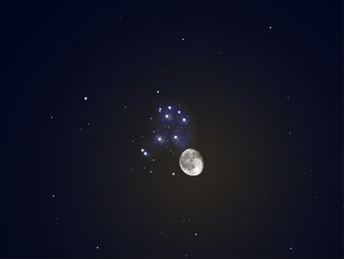 Moon and M45