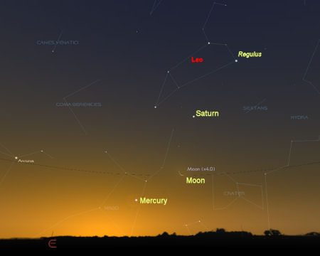 Mercury, Satrun and the crescent Moon