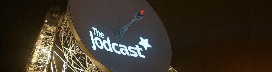 Jodcast projected onto the Lovell Telescope - Photo by Anthony Holloway