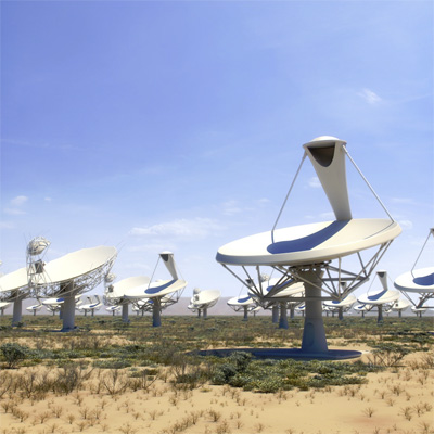 Artists Rendition of SKA-MID dishes in Africa