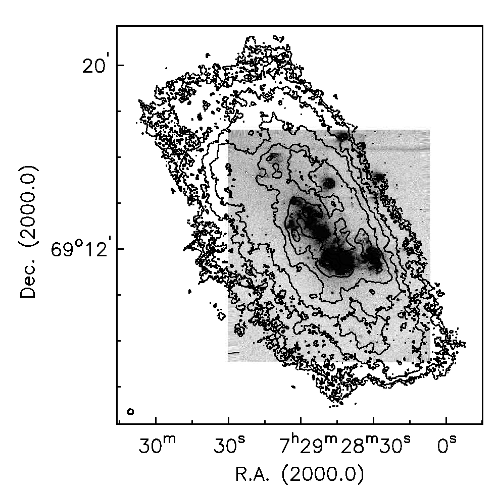 HI over H&alpha NGC 2366 - HI over H&alpha