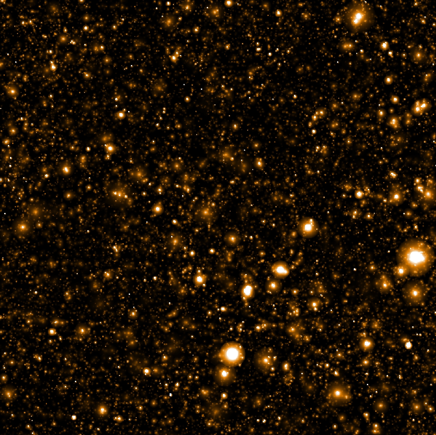 A simulation of the Sunyaev-Zel'dovich effect in a 3x3 degree section of the sky.