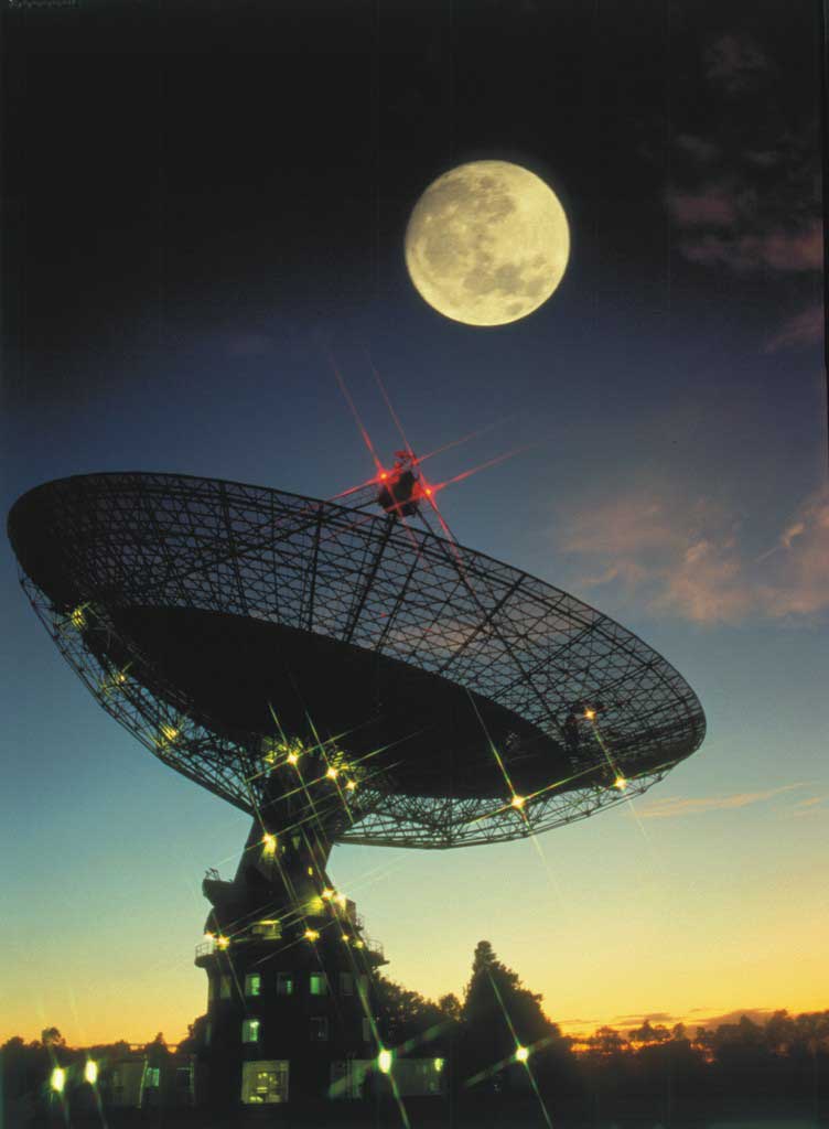 The 64-m Parkes radio telescope in New South Wales, Australia.