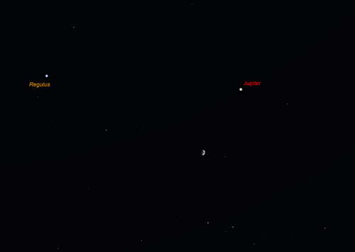 Jupiter above the first quarter Moon