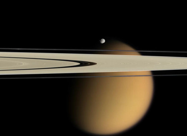 Titan seen behind Saturn's Rings Titan