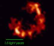 World VLBI Array Image of the youngest supernovae remnant made using observations from 20 telescopes in November 1998