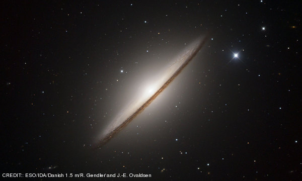 An optical image of the spiral galaxy M104, commonly known as the Sombrero Galaxy, taken in 3 bands with the 1.5 metre Danish telescope at the ESO La Silla Observatory in Chile. CREDIT: ESO/IDA/Danish 1.5 m/R. Gendler and J.-E. Ovaldsen April 2011