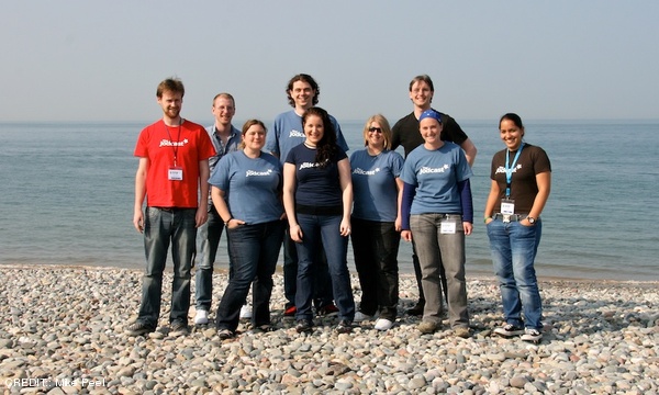 The Jodcast team on Llandudno beach at NAM 2011 CREDIT: Mike Peel May 2011