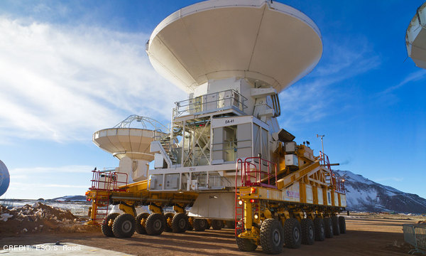 The first European antenna for the Atacama Large Millimeter/submillimeter Array is transported to the observatory's Array Operations Site. CREDIT: ESO/S. Rossi August 2011 Extra