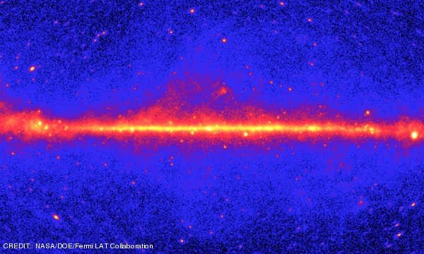 Cutout from an all-sky image, constructed from two years of observations by NASA's Fermi Gamma-ray Space Telescope. CREDIT: NASA/DOE/Fermi LAT Collaboration September 2011 Extra
