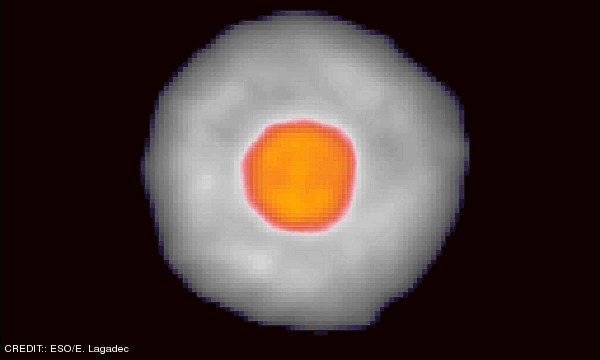 False-colour infrared image taken at a wavelength of 10 micrometres with the VISIR instrument on the VLT, showing a yellow hypergiant star surrounded by its cast-off outer layers, which have been dubbed the Fried Egg Nebula. CREDIT: ESO/E. Lagadec October 2011 Extra