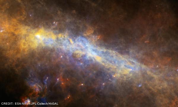 A twisted ring in the Galactic centre observed by Herschel. CREDIT: ESA/NASA/JPL-Caltech/Hi-GAL December 2011 Extra