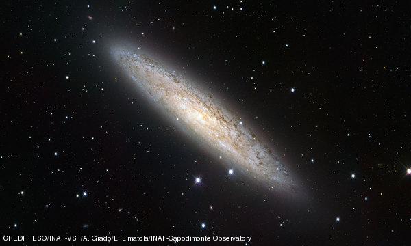 An image of nearby starburst galaxy NGC 253 from ESO's new VLT Survey Telescope at Paranal Observatory, Chile. CREDIT: ESO/INAF-VST/A. Grado/L. Limatola/INAF-Capodimonte Observatory January 2012