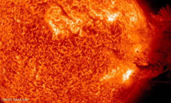 A coronal mass ejection from the Sun, as seen by NASA's Solar Dynamics Observatory. CREDIT: NASA/SDO February 2012