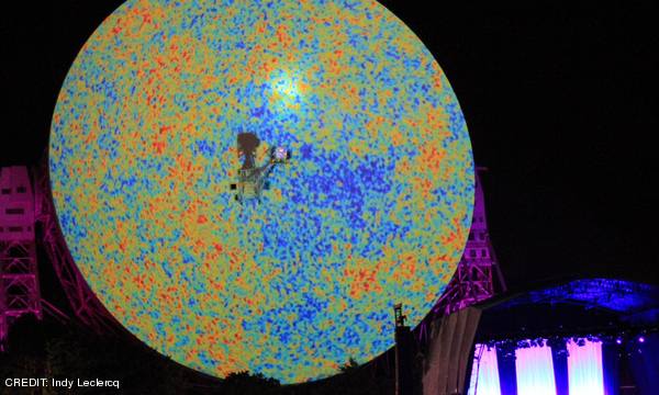 The CMB projected into the Lovell Dish at Live from Jodrell Bank CREDIT: Indy Leclercq September 2013