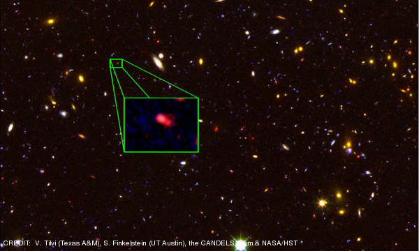Hubble space telescope image of the most distant galaxy ever seen, Z8_GND_5296 CREDIT: November 2013
