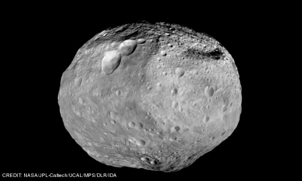Composite image of Vesta, the second-largest asteroid in our Solar System, as seen by NASA's Dawn spacecraft. CREDIT: NASA/JPL-Caltech/UCAL/MPS/DLR/IDA July 2014