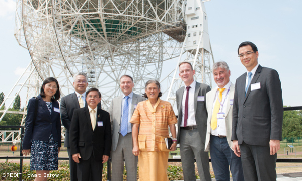 HRH Princess Maha Chakri Sirindhorn (C) and delegation, including Prof. Boonrucksar Soonthornthum (third from left) and our own Prof. Mike Garrett (second from right), during the visit to JBO on 5th July 2018. CREDIT: Howard Barlow September 2018 Extra