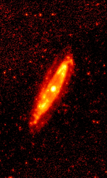 The mid-infrared (24 micron) image of M98 as seen with the Spitzer Space Telescope