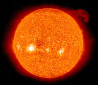 Magnetically confined plasma in a solar prominence, observed by STEREO (NASA).